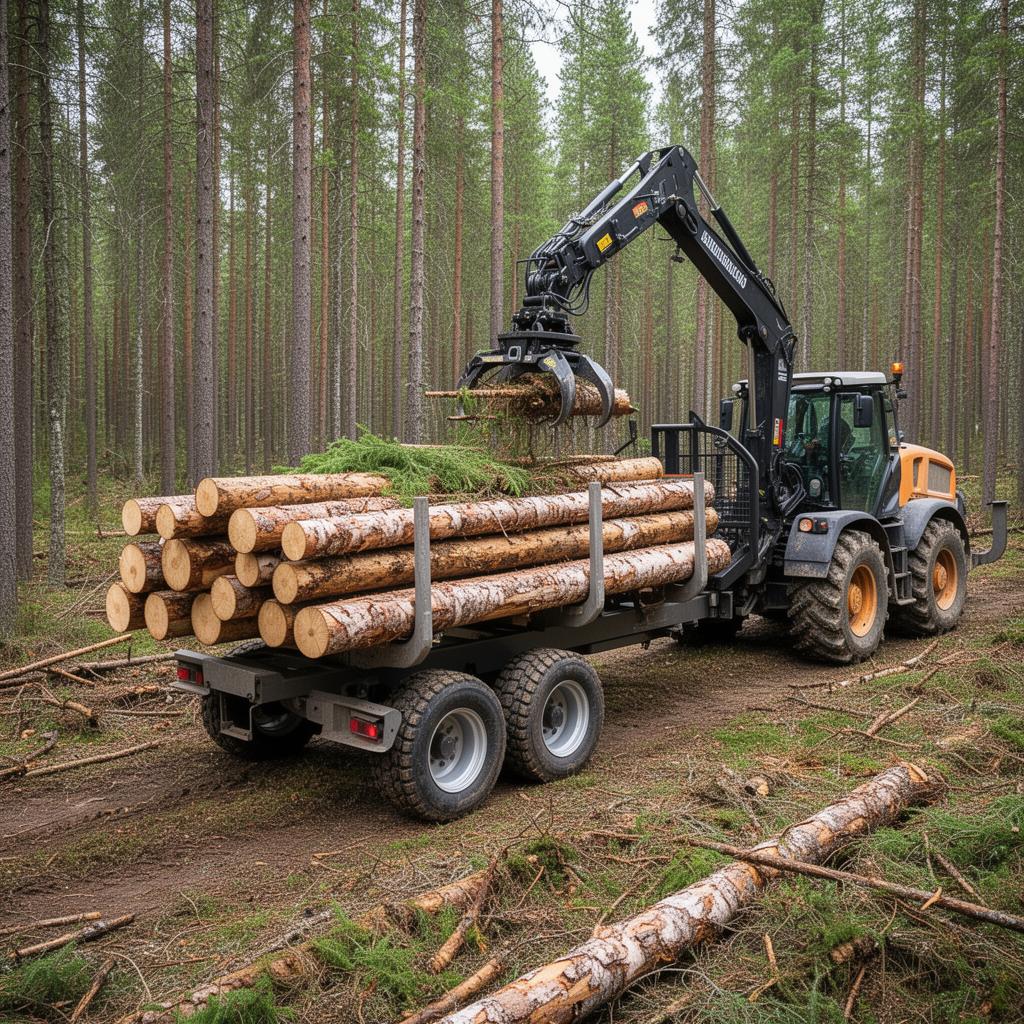Forwarder kraanaga palke laadimas