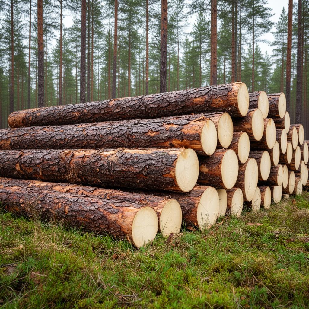 Korralikult laotud palgivirn metsaservas